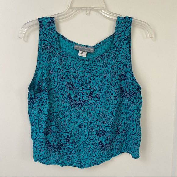 Vintage Carol Anderson Blue Rayon 2 Piece Set Wide Leg Pant Sleeveless Medium - Picture 2 of 10